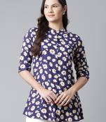 Navy-blue printed viscose rayon tunics