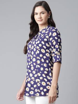 Navy-blue printed viscose rayon tunics 3