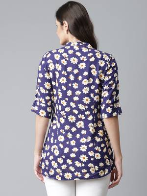 Navy-blue printed viscose rayon tunics 4