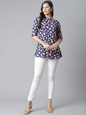 Navy-blue printed viscose rayon tunics 5