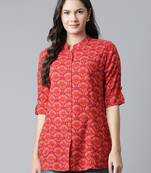 Maroon printed viscose rayon tunics