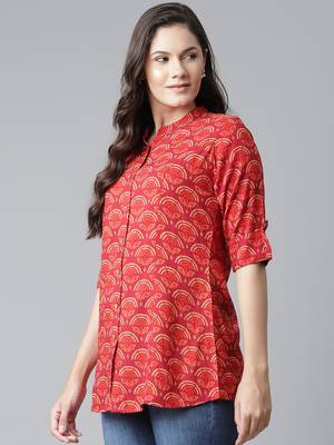 Maroon printed viscose rayon tunics 3