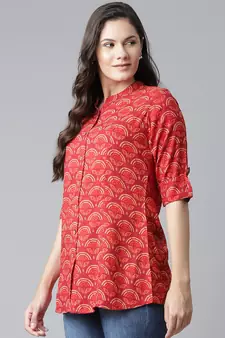 Maroon printed viscose rayon tunics