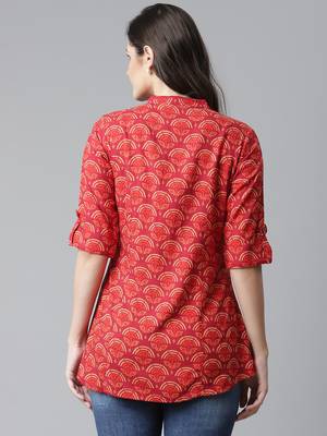 Maroon printed viscose rayon tunics 4