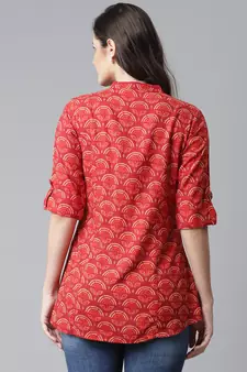 Maroon printed viscose rayon tunics