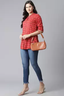 Maroon printed viscose rayon tunics
