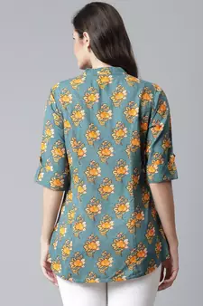 Sea-green printed viscose rayon tunics