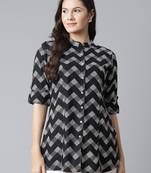 Black printed viscose rayon tunics