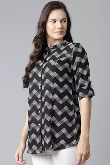 Black printed viscose rayon tunics