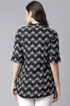 Black printed viscose rayon tunics