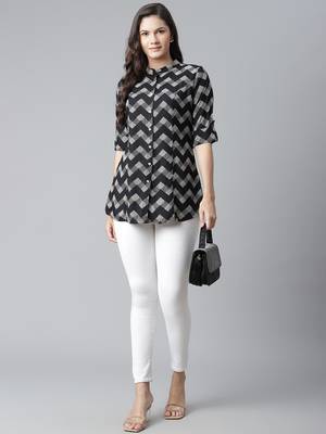 Black printed viscose rayon tunics 5