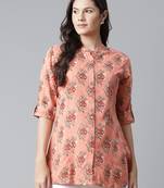 Peach printed viscose rayon tunics