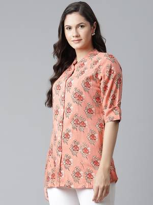 Peach printed viscose rayon tunics 3