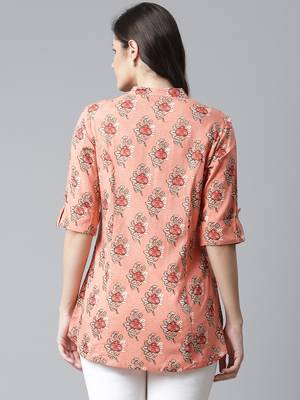 Peach printed viscose rayon tunics 4