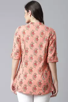 Peach printed viscose rayon tunics
