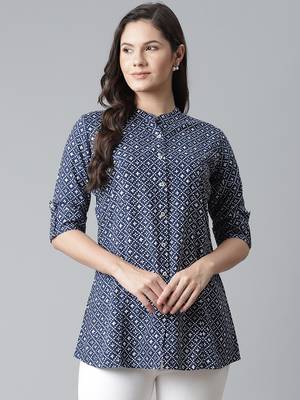 Blue printed viscose rayon tunics 1