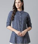 Blue printed viscose rayon tunics