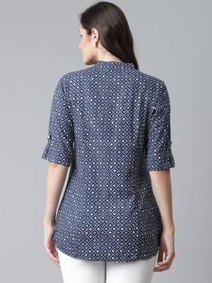 Blue printed viscose rayon tunics 4