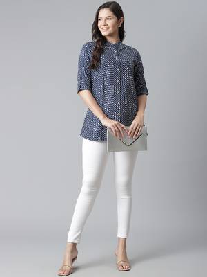 Blue printed viscose rayon tunics 5