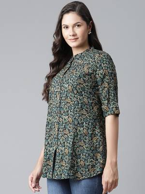 Navy-blue printed viscose rayon tunics 3