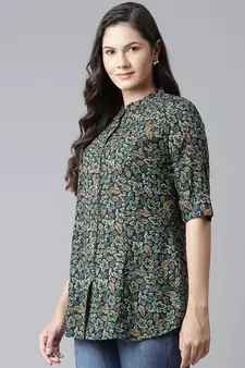 Navy-blue printed viscose rayon tunics