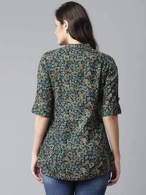 Navy-blue printed viscose rayon tunics 4