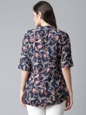 Blue printed viscose rayon tunics 4