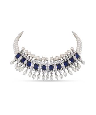 Muntaha Navy Blue  White 2