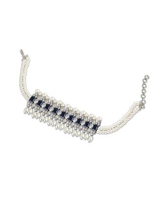 Muntaha Navy Blue  White 4