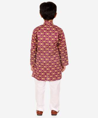Boy's Kurta Pajama For Kids | Floral Print | Cotton | Churindar Pyajama | Traditional Ethnic Wear (S-190) 2