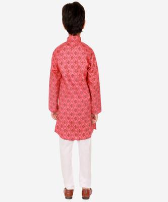 Boy's Kurta Pajama For Kids | Floral Print | Cotton | Churindar Pyajama | Traditional Ethnic Wear (S-190) 2