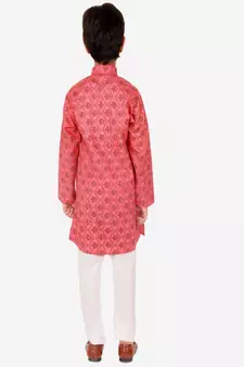 Boy's Kurta Pajama For Kids | Floral Print | Cotton | Churindar Pyajama | Traditional Ethnic Wear (S-190)