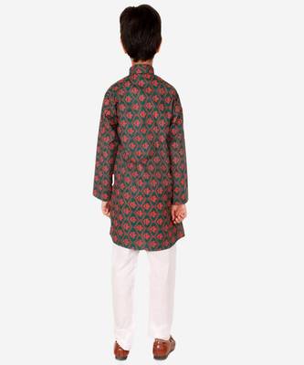 Boy's Kurta Pajama For Kids | Floral Print | Cotton | Churindar Pyajama | Traditional Ethnic Wear (S-190) 2