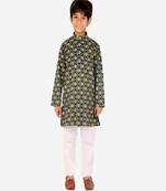 Boy's Kurta Pajama For Kids | Floral Print | Cotton | Churindar Pyajama | Traditional Ethnic Wear (S-190)
