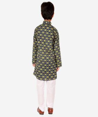 Boy's Kurta Pajama For Kids | Floral Print | Cotton | Churindar Pyajama | Traditional Ethnic Wear (S-190) 2