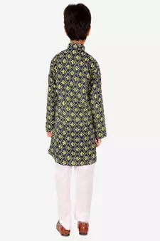 Boy's Kurta Pajama For Kids | Floral Print | Cotton | Churindar Pyajama | Traditional Ethnic Wear (S-190)