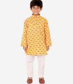 Boy's Kurta Pajama For Kids | Floral Print | Cotton | Churindar Pyajama | Traditional Ethnic Wear (S-190)