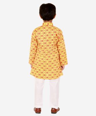 Boy's Kurta Pajama For Kids | Floral Print | Cotton | Churindar Pyajama | Traditional Ethnic Wear (S-190) 2