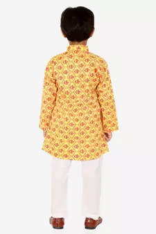 Boy's Kurta Pajama For Kids | Floral Print | Cotton | Churindar Pyajama | Traditional Ethnic Wear (S-190)
