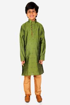 Boy's Kurta Pajama For Kids | Self | Silk | Churindar Pyajama | Traditional Ethnic Wear (S-192)