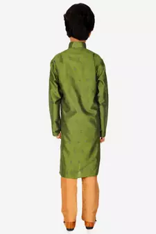 Boy's Kurta Pajama For Kids | Self | Silk | Churindar Pyajama | Traditional Ethnic Wear (S-192)