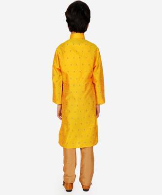 Boy's Kurta Pajama For Kids | Self | Silk | Churindar Pyajama | Traditional Ethnic Wear (S-192) 2