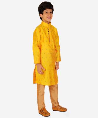 Boy's Kurta Pajama For Kids | Self | Silk | Churindar Pyajama | Traditional Ethnic Wear (S-192) 3