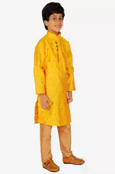 Boy's Kurta Pajama For Kids | Self | Silk | Churindar Pyajama | Traditional Ethnic Wear (S-192)