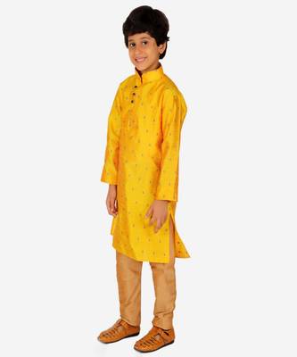Boy's Kurta Pajama For Kids | Self | Silk | Churindar Pyajama | Traditional Ethnic Wear (S-192) 4