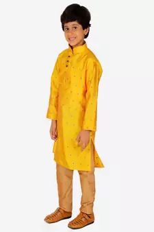 Boy's Kurta Pajama For Kids | Self | Silk | Churindar Pyajama | Traditional Ethnic Wear (S-192)