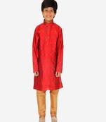 Boy's Kurta Pajama For Kids | Self | Silk | Churindar Pyajama | Traditional Ethnic Wear (S-192)
