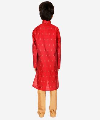 Boy's Kurta Pajama For Kids | Self | Silk | Churindar Pyajama | Traditional Ethnic Wear (S-192) 2