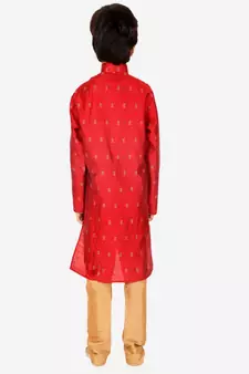 Boy's Kurta Pajama For Kids | Self | Silk | Churindar Pyajama | Traditional Ethnic Wear (S-192)