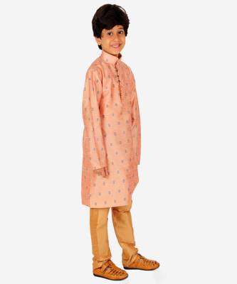 Boy's Kurta Pajama For Kids | Self | Silk | Churindar Pyajama | Traditional Ethnic Wear (S-192) 1